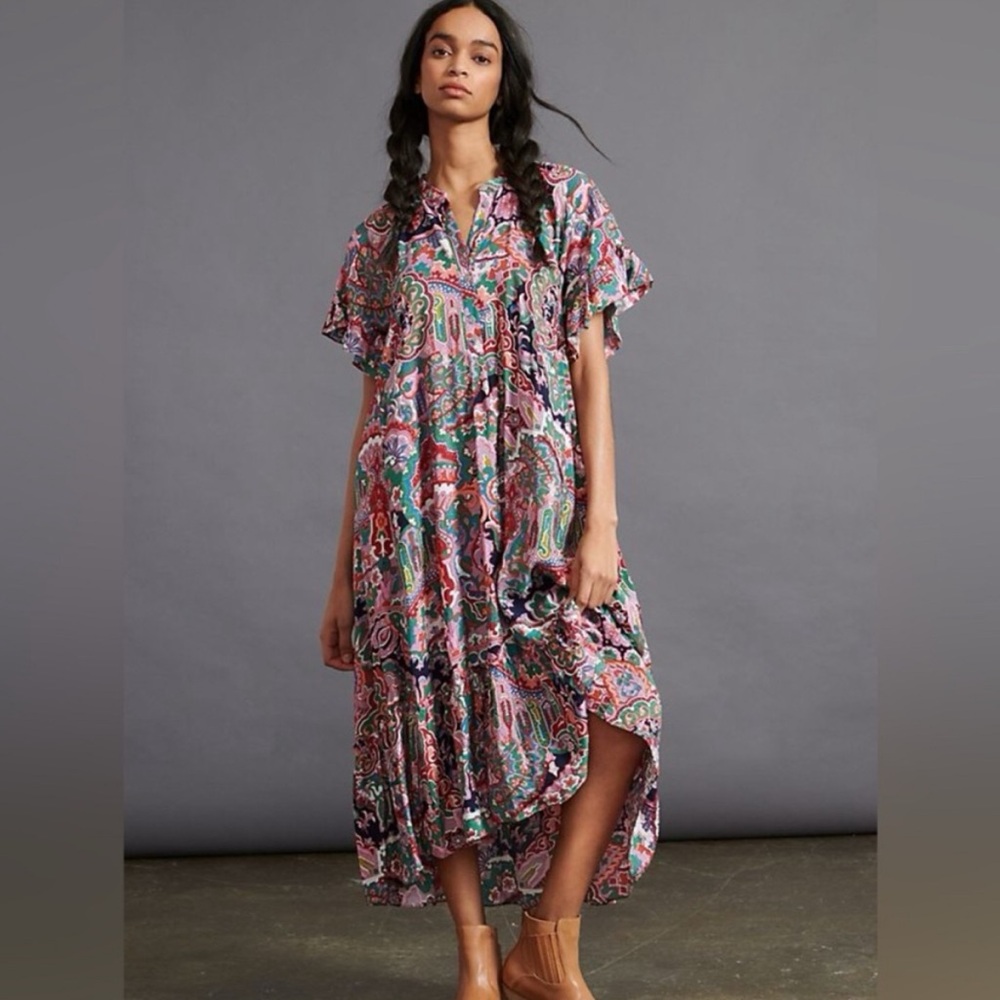 Anthropologie Maeve Antoinette Maxi Dress Boho Fall Summer Spring Floral XS